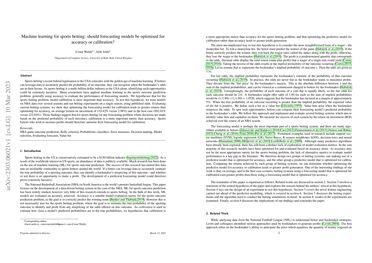 Machine learning for sports betting: should model selection be .